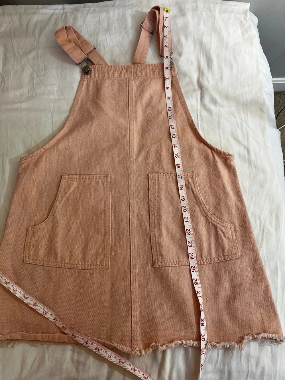 Cotton On Peach Denim Overalls Skirt Dress Jumper Women’s 10 - Picture 7 of 9